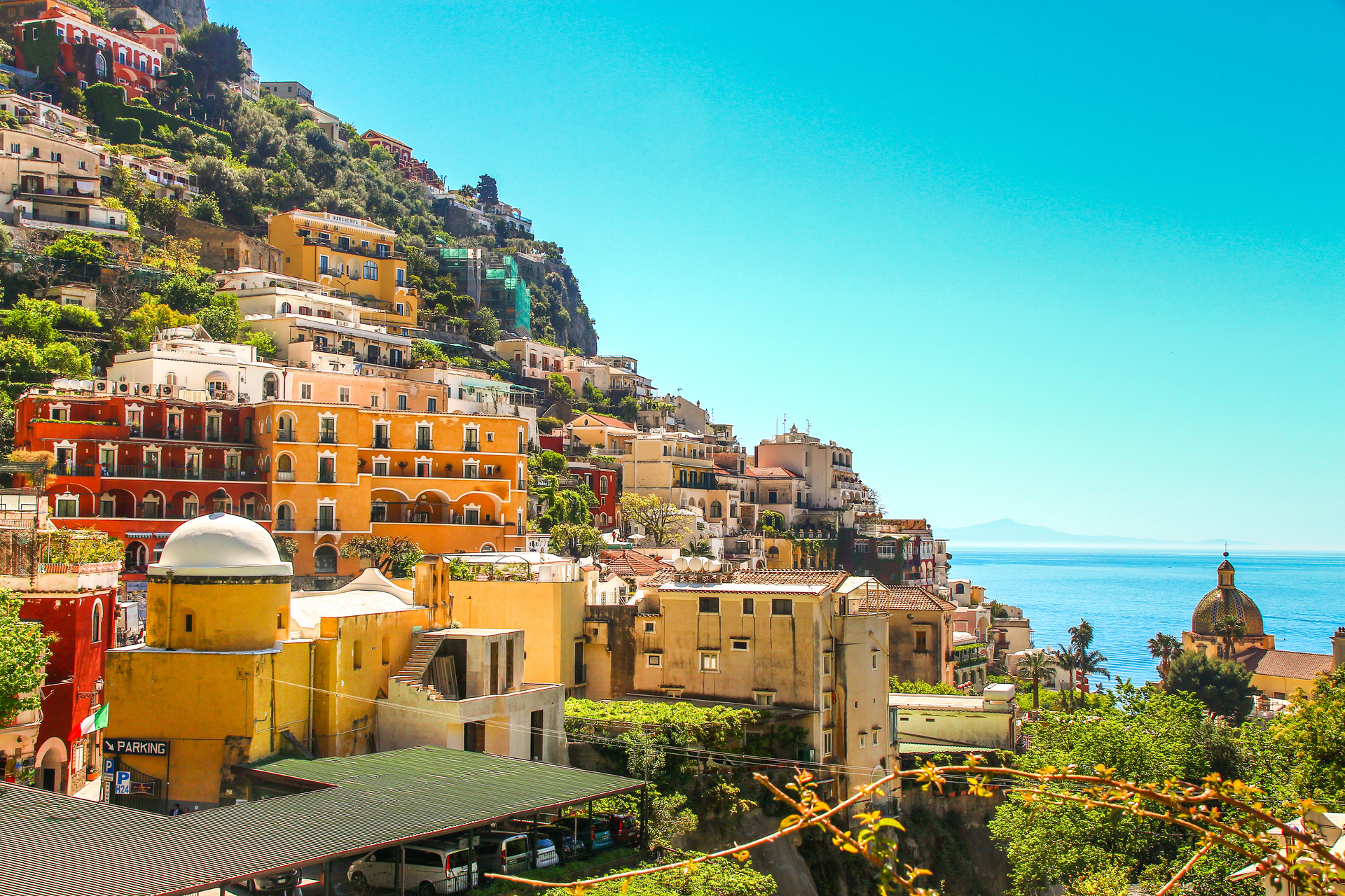 Positano tumbling down the mountainside on the Amalfi Coast