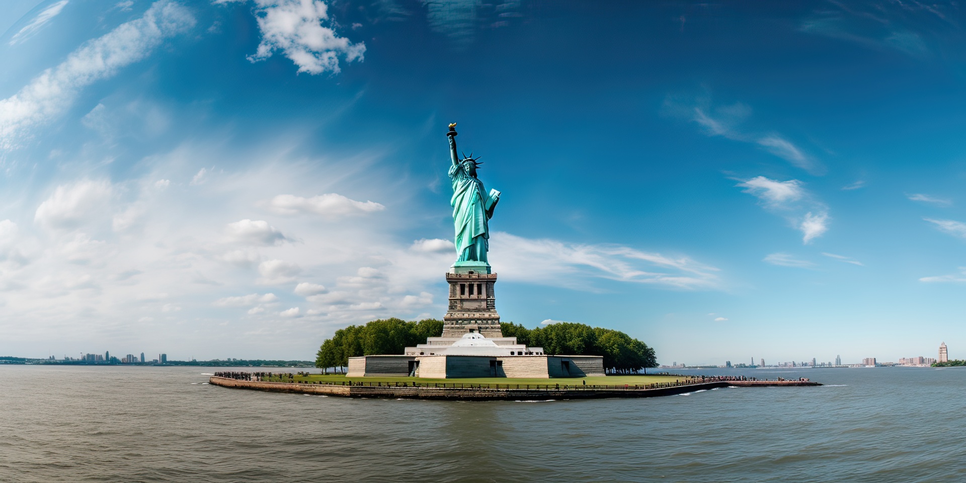 The Statue of Liberty with New York City beyond